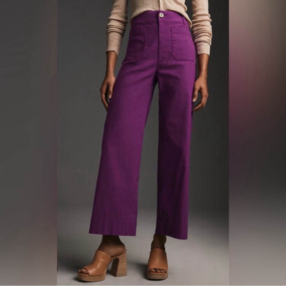 High-Rise Wide-Leg Pants in Deep Purple